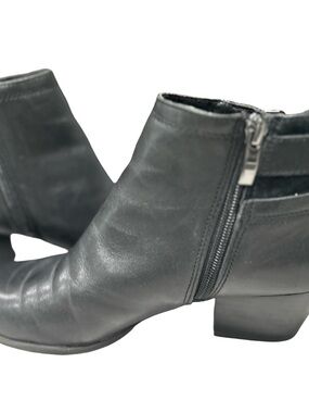 Franco Sarto Black Leather Ankle Boots with Side Zip